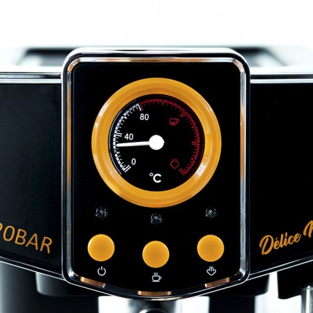 ECODE® Espresso Machine DELICE NOIR, 20 Bar Pressure, Vaporizer, 1.5 Liter Tank, Manometer with Temperature