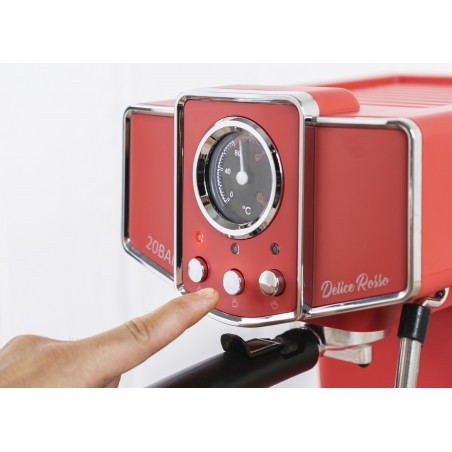 ECODE® DELICE ROSSO Espresso Coffee Machine, 20 Bar Pressure, Vaporizer, 1.5 Liter Tank, Manometer with Temperature