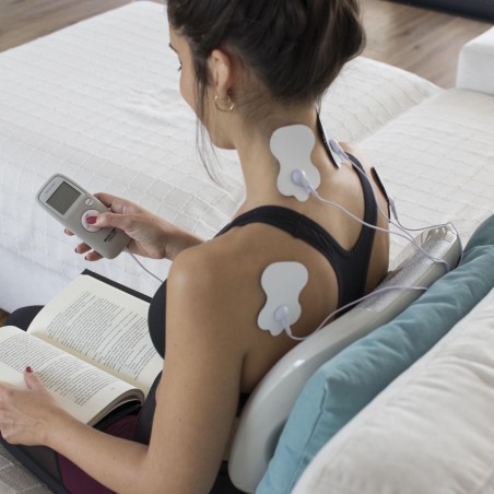 ECODE® TENS/EMS Muscle Stimulation Cushion with Heat - Digital Tensems Rehabilitation Electro Stimulator with 6 Modes and 4 Electrodes - Muscle Stimulation Current Machine