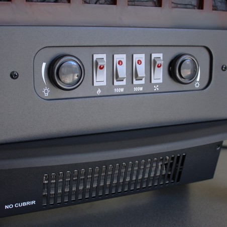 ECODE® Foyer électrique, chauffage 900/1800 watts avec thermostat réglable, véritable effet de feu avec bois décoratif