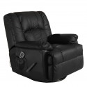 Leather and Lumbar Heat Swivel Rocker Massage Sofa - ECO DE