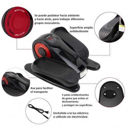 OUTLET ECODE® Mini Vélo Elliptique Électrique, Reeducation, Elliptique de Bureau,Machine Elliptique Domestique sous Table. Télécommande, Écran, Vélo d'appartement, 20 Vitesses, Exerciseur à Pédale