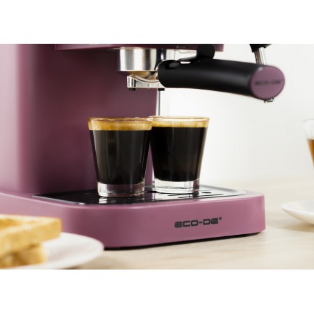 OUTLET ECODE®  DELICE PURPLE Espresso Coffee Machine, 20 Bar Pressure, Vaporizer, 1.5 Liter Tank, Manometer with Temperature