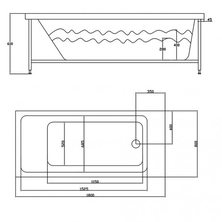 ECODE® Hydromassage bathtub "TENERIFE" 180x80x60 cm