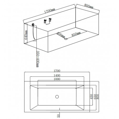 ECODE Whirlpool bath "DENIA" 170x81x64cm ECO-8529