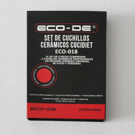 ECODE® Coffret de 3 pièces de couteaux 100% céramique et 1 éplucheur en céramique