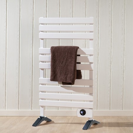 Radiateur électrique sèche-serviettes avec pieds Blanc 500W avec App
