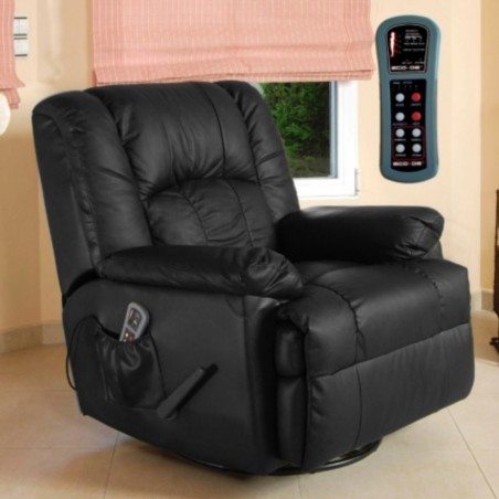 Leather and Lumbar Heat Swivel Rocker Massage Sofa - ECO DE