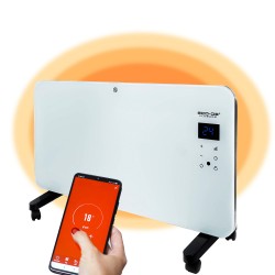 ECODE® Stufa Elettrica Basso Consumo 1000W, Scaldino Elettrico Ideale come Termoarredo Bagno o Stanza, Scaldabagno e Termoconvettore Ceramico da Parete, su Ruote o Piedini con WiFi e Display Touch