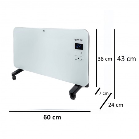 ECODE® EcoWarm Low Consumption Convector Radiator, Portable Wheels Wall or Floor, Electric Stove from 500 to 2000W, Silent Electric Radiators, Timer, Touch Control, Mobile APP Control, Wifi Thermostat IP24