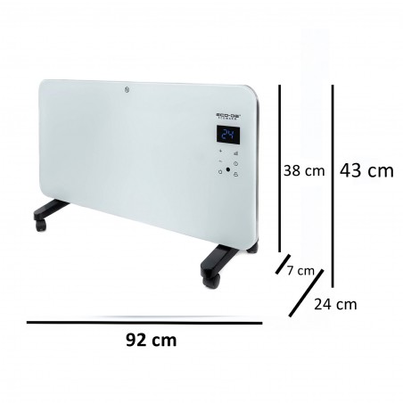 ECODE® Radiateur Convecteur EcoWarm Basse Consommation, Roulettes Portables Mur ou Sol, poele Electrique de 500 a  2000W, Radiateurs Electriques Silencieux, Minuterie, Commande Tactile, Controle APP Mobile, Thermostat Wifi IP24