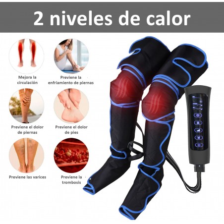 ECODE® Masajeador con Presoterapia para Pies y Piernas, 6 Modos, 3 Intensidades, 2 Niveles de Calor, Mando Intuitivo - Perfecto para Drenaje Linfatico, Relajacion, Piernas Cansadas, Varices