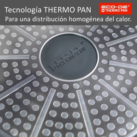 ECODE® Sarten de 28 cm para Induccion con Mango Extraible, Antiadherentes y Indicador de Temperatura Ãptima - Apta para Horno, Lavavajillas y Todo Tipo de Cocinas - Aluminio Fundido Inoxidable