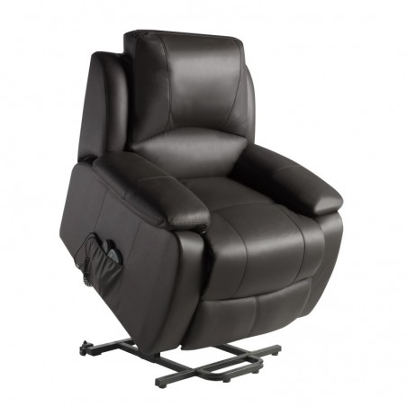 Relaxation Chair with Massage and Lumbar Heat in Cowhide Leather ECO-8620UP