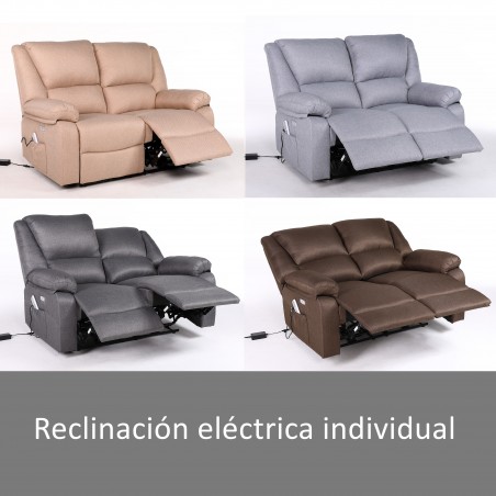 ECODE® Canapé 2 places avec inclinaison électrique indépendante et massage - Mode inclinable, TV indépendante de chaque , 8 vibromoteurs, chauffage lombaire, commande a  double bouton (Marronr)
