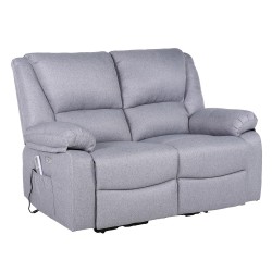ECODE® Sofa 2 Plazas con Reclinacion Independiente Electrica y Masaje - Modo Reclinable TV Independiente en Cada Lado, 8 Vibromotores, Calor Lumbar, Doble Botonera (Gris claro)