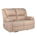ECODE® 2-Seater Sofa with Independent Electric Reclining and Massage - Reclining Mode, Independent TV on Each Side, 8 Vibromotors, Lumbar Heat, Double Button Control (Beige)