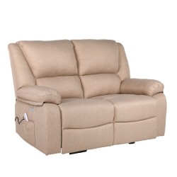 ECODE® Sofa 2 Plazas con Reclinacion Independiente Electrica y Masaje - Modo Reclinable TV Independiente en Cada Lado, 8 Vibromotores, Calor Lumbar, Doble Botonera (Beige)