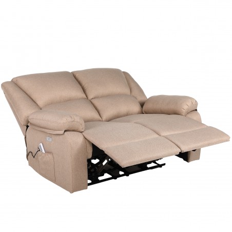 ECODE® 2-Sitzer-Sofa mit unabhängiger elektrischer Liegeneigung und Massage - unabhängiger TV-Liegemodus auf jeder Seite, 8 Vibromotoren, Lendenwirbelheizung, Doppelknopftür black