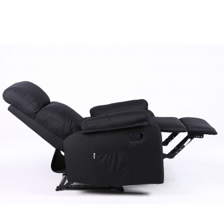 ECODE® Sillon Relax Reclinable Manual para Salon de Tela con Acolchado Intercambiable y Lavable en Reposa Manos, Sistema Pared Zero con Posición para Ver TV | Butacas Sillón Reclinables de Salón Negro