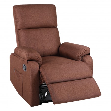 ECODE® Manual Reclining Living Room Chair in Fabric with Interchangeable and Washable Padding on the Armrest, Zero Wall System with TV Viewing Position |Brown Color Reclining Living Room Armchairs Brown