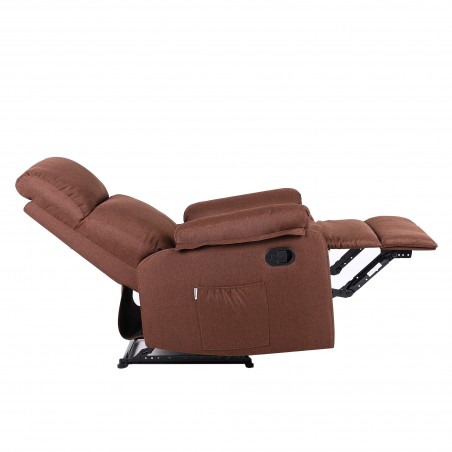 ECODE® Fauteuil de salon inclinable manuel en tissu avec accoudoirs interchangeables et lavables, système Zero Wall avec position TV | Fauteuils inclinables de salon marron