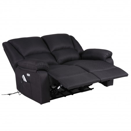 ECODE® 2-Seater Sofa with Independent Electric Reclining and Massage - Reclining Mode, Independent TV on Each Side, 8 Vibromotors, Lumbar Heat, Double Button Control (Brown)