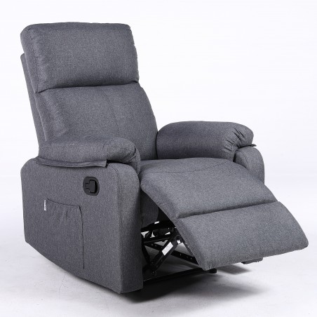Fauteuil de salon inclinable manuel ECODE® en tissu avec accoudoirs interchangeables et lavables, système Zero Wall avec position TV | Fauteuils de salon inclinables gris foncé