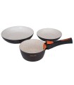 Set of 3 Ceramic and Granite Frying Pans with Removable Handle - ECO DE