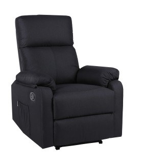 ECODE® Manual Reclining Living Room Chair in Fabric with Interchangeable and Washable Padding on the Armrest, Zero Wall System with TV Viewing Position | Black Reclining Living Room Armchairs