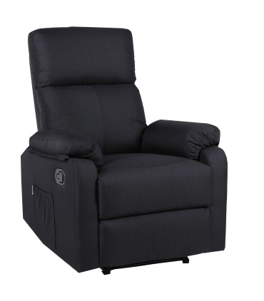 ECODE® Manual Reclining Living Room Chair in Fabric with Interchangeable and Washable Padding on the Armrest, Zero Wall System with TV Viewing Position | Black Reclining Living Room Armchairs