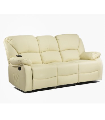 OUTLET ECODE® Sofa de Relax Reclinable Manual de Polipiel con Masajeador - SofÃ¡ Electrico con Masaje y Calor Lumbar - Ideales para Personas Mayores