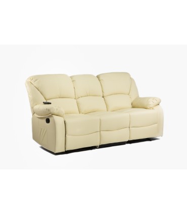 OUTLET ECODE® Manuelles verstellbares Relaxsofa aus Kunstleder mit Massagegerät - Elektrisches Sofa mit Massage und Lendenwirbelheizung - Ideal für Senioren