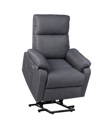 ECODE® Fauteuil releveur manuel en tissu avec support lombaire, accoudoirs lavables, système zéro encombrement et port de chargement USB  Confort optimal pour les seniors dans les salons ou les petits espaces