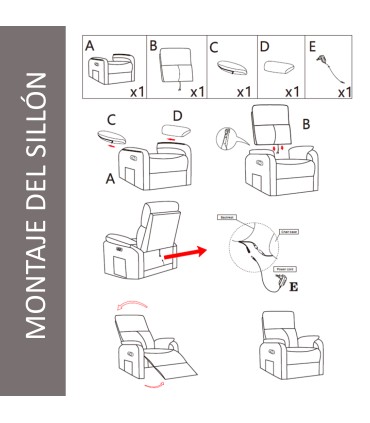 ECODE® Poltrona Relax Reclinabile Manuale  Calore Lombare e Poggiapiedi Regolabile, Comoda per Salotto, Lettura, Ufficio, Soggiorno o Camera da Letto  Braccioli Estraibili e Salvaspazio (Grigio C.)