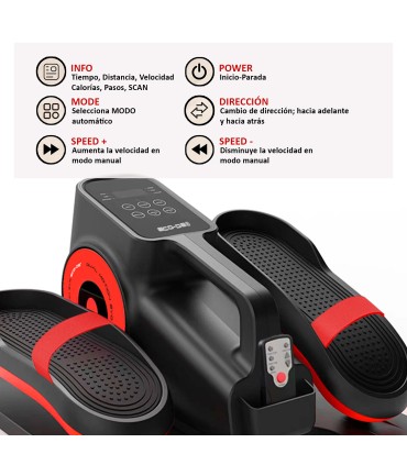 ECODE® Mini Eliptica Electrica con 30 Niveles de Velocidad AUTO, 5 Funciones, Pedales con Correas, Pantalla LED, Mando a Distancia, Silenciosa y Portable - Pedaleador Electrico para Mayores y Ancianos DESK MOTION EVO
