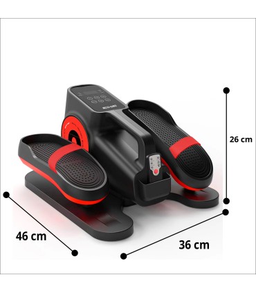 ECODE® Mini Eliptica Electrica con 30 Niveles de Velocidad, 5 Funciones, Pedales con Correas, Pantalla LED, Mando a Distancia, Silenciosa y Portable - Pedaleador Electrico para Mayores y Ancianos