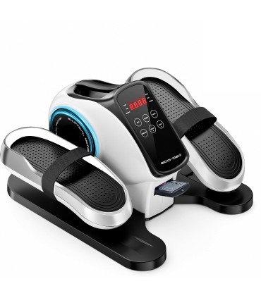 ECODE® Mini Eliptica Electrica con 30 Niveles de Velocidad, 5 Funciones, Pedales con Correas, Pantalla LED, Mando a Distancia, Silenciosa y Portable - Pedaleador Electrico para Mayores y Ancianos