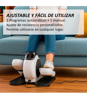 ECODE® Mini Eliptica Electrica con 20 Niveles de Velocidad, 5 Funciones, Pedales con Correas, Pantalla LED, Mando a Distancia, Silenciosa y Portable - Pedaleador Electrico para Mayores y Ancianos