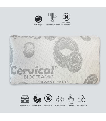 ECODE® Oreiller viscoélastique 90 cm Déhoussable, Ergonomique, Anti Bactérien, Thermos Ajustable, Double Housse avec Fermeture eclair, Lavable, Adaptabilité Cervicale.