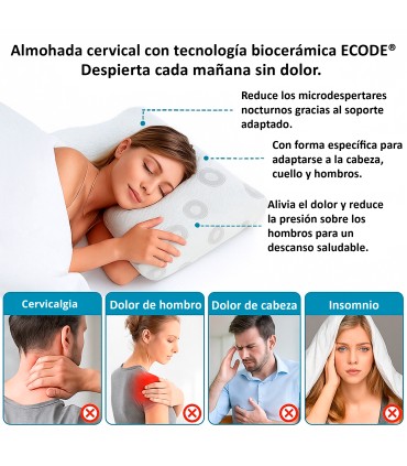 ECODE® Pack of two 100% viscoelastic pillow Sensation 75cm