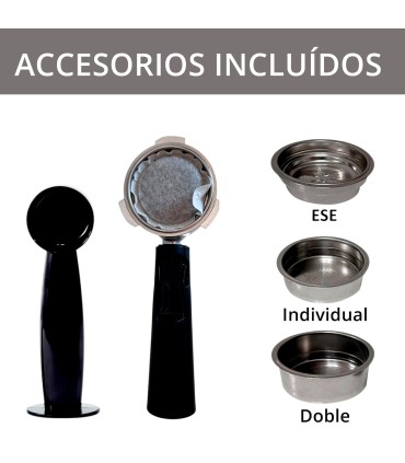 ECODE® Espresso Machine DELICE NOIR, 20 Bar Pressure, Vaporizer, 1.5 Liter Tank, Manometer with Temperature