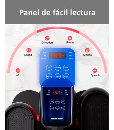 ECODE® Mini Eliptica Electrica con 30 Niveles de Velocidad, 5 Funciones, Pedales con Correas, Pantalla LED, Mando a Distancia, Silenciosa y Portable - Pedaleador Electrico para Mayores y Ancianos