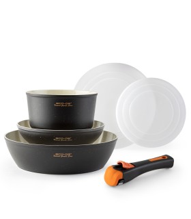 3er-Set Bratpfannen aus Keramik und Granit mit abnehmbarem Griff - ECO DE