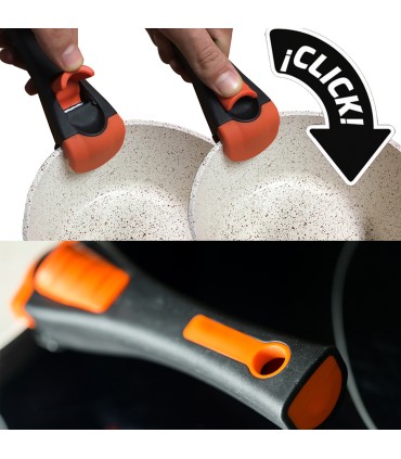 Set van 3 keramische en granieten koekenpannen met afneembare handgreep - ECO DE