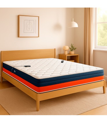 ECODE® ECO-3SM Matelas Viscoélastique Baicent Fleur de Lavande avec Système de Massage 8 Vibromoteurs