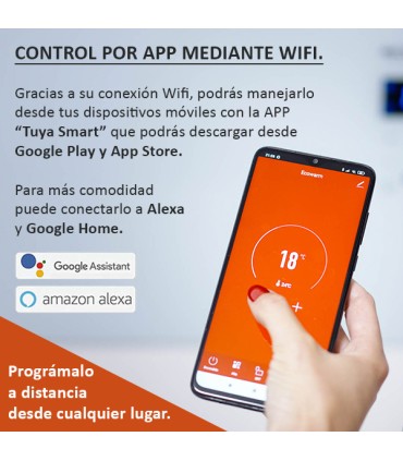 Radiador Convector de Bajo Consumo EcoWarm, Portátil ruedas Pared o Pie, Estufa Eléctrica desde 500 a 2000W, Radiadores Eléctricos Silenciosos, Temporizador, Control Táctil, Control por APP Móvil, Wifi  Termostato IP24