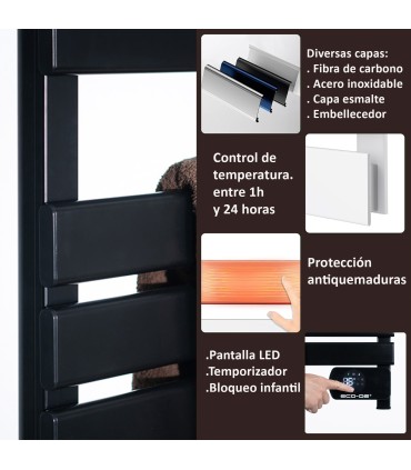 ECODE® Electric Towel Rail with legs Black