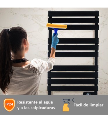 Electric Towel Rail Radiator with Legs Black 500W with App