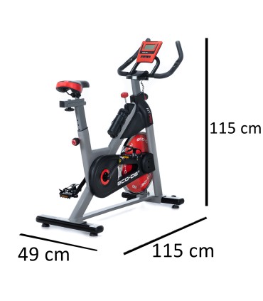 ECODE® Vélo Spinning Fit Pro. Avec pulsomètre, écran LCD y Résistance Variable  20kg